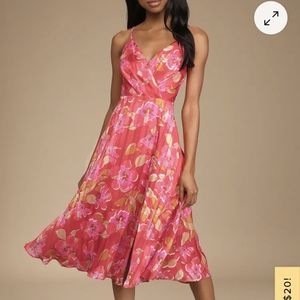 NWT Red floral midi dress